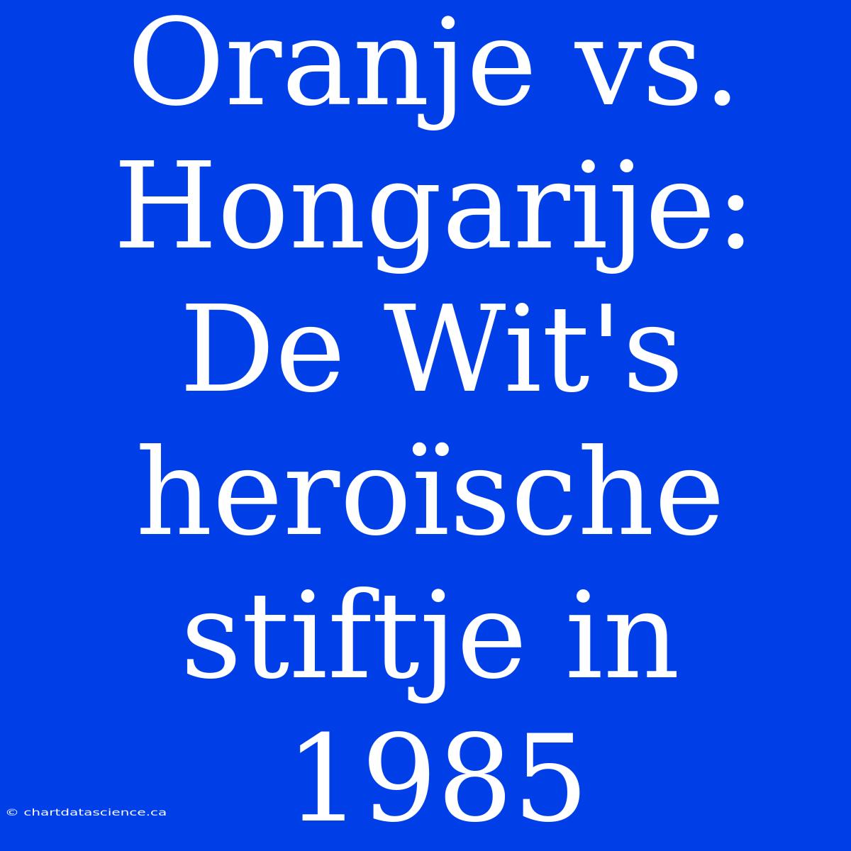 Oranje Vs. Hongarije: De Wit's Heroïsche Stiftje In 1985