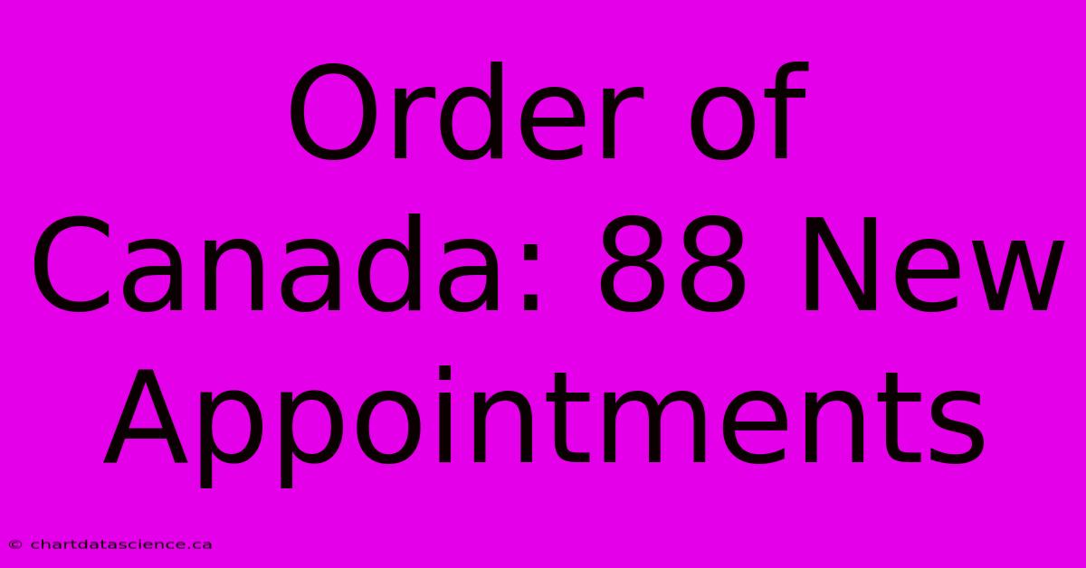 Order Of Canada: 88 New Appointments