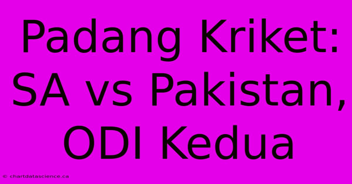 Padang Kriket: SA Vs Pakistan,  ODI Kedua