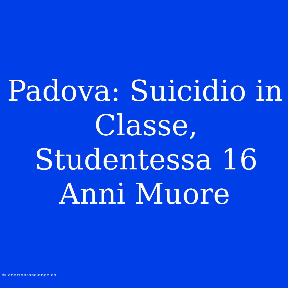 Padova: Suicidio In Classe, Studentessa 16 Anni Muore