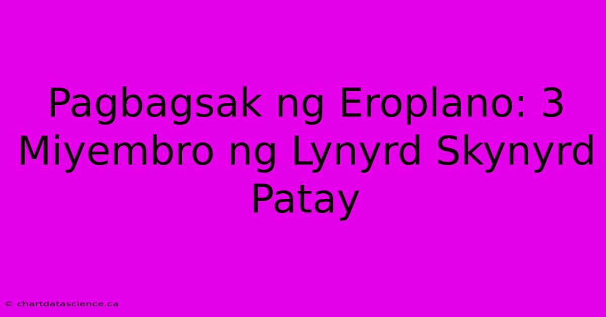 Pagbagsak Ng Eroplano: 3 Miyembro Ng Lynyrd Skynyrd Patay