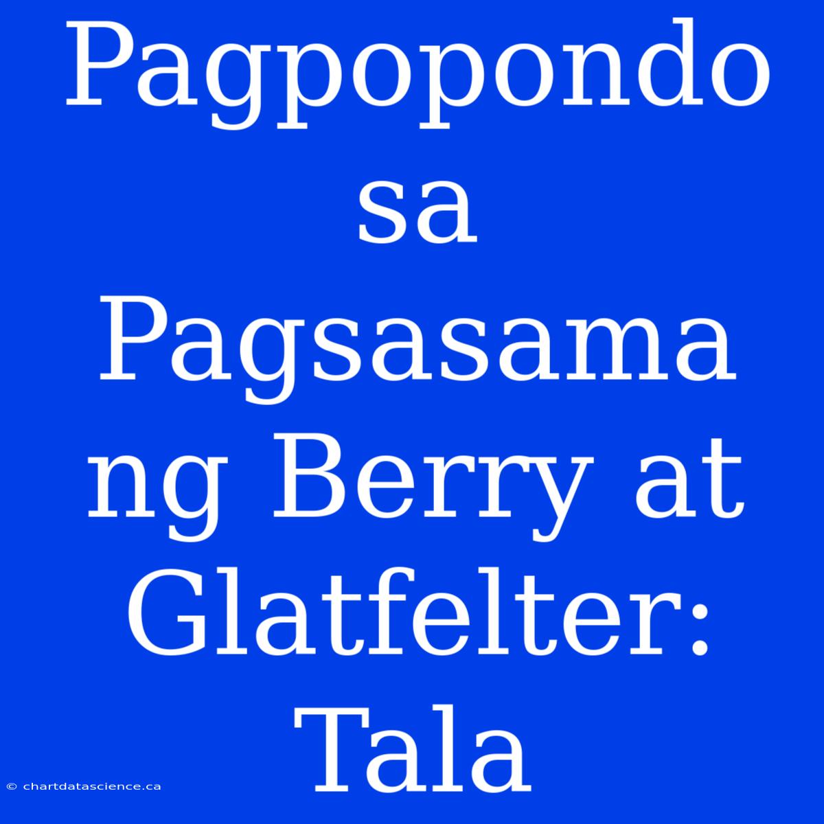 Pagpopondo Sa Pagsasama Ng Berry At Glatfelter: Tala