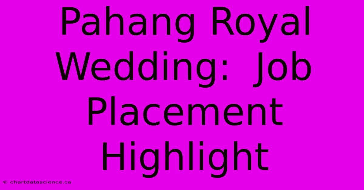 Pahang Royal Wedding:  Job Placement Highlight