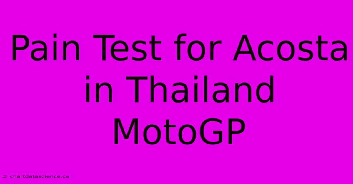 Pain Test For Acosta In Thailand MotoGP