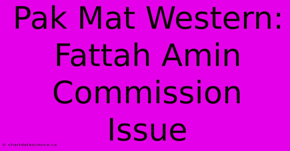 Pak Mat Western: Fattah Amin Commission Issue