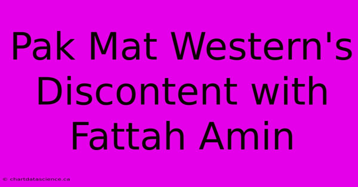 Pak Mat Western's Discontent With Fattah Amin