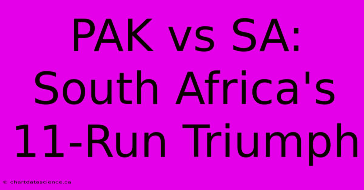 PAK Vs SA: South Africa's 11-Run Triumph