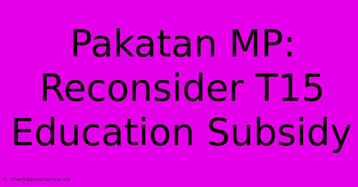 Pakatan MP: Reconsider T15 Education Subsidy