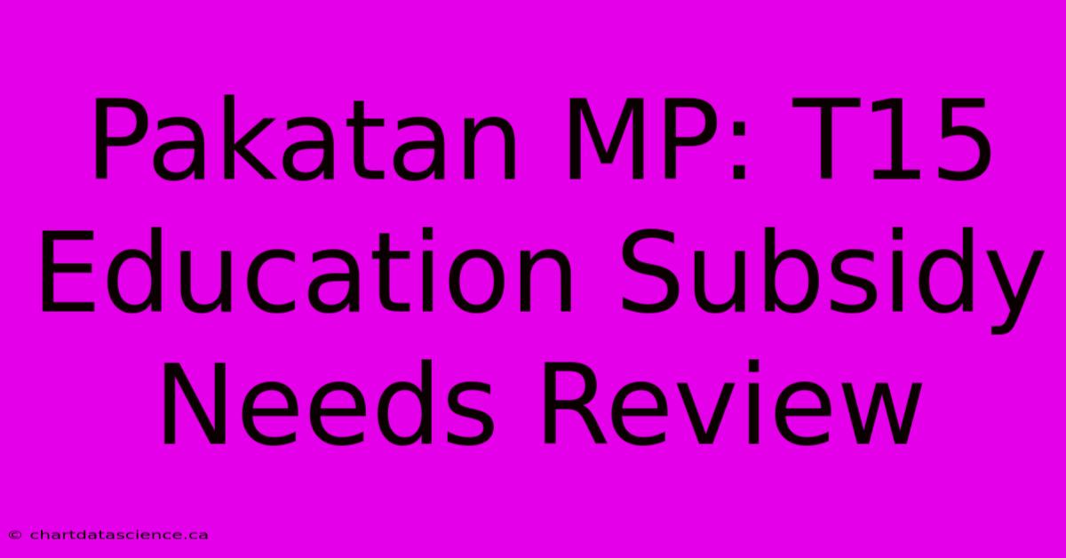 Pakatan MP: T15 Education Subsidy Needs Review