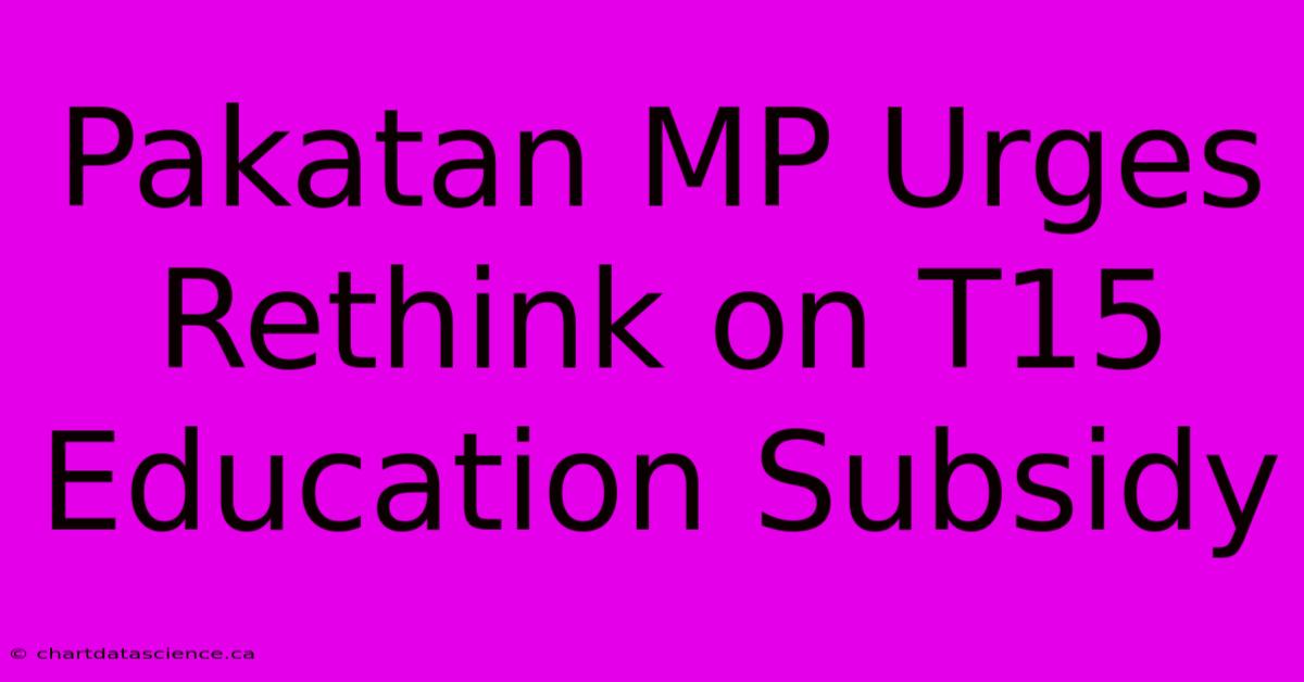 Pakatan MP Urges Rethink On T15 Education Subsidy