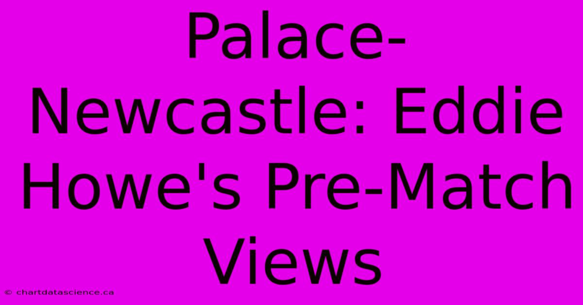 Palace-Newcastle: Eddie Howe's Pre-Match Views