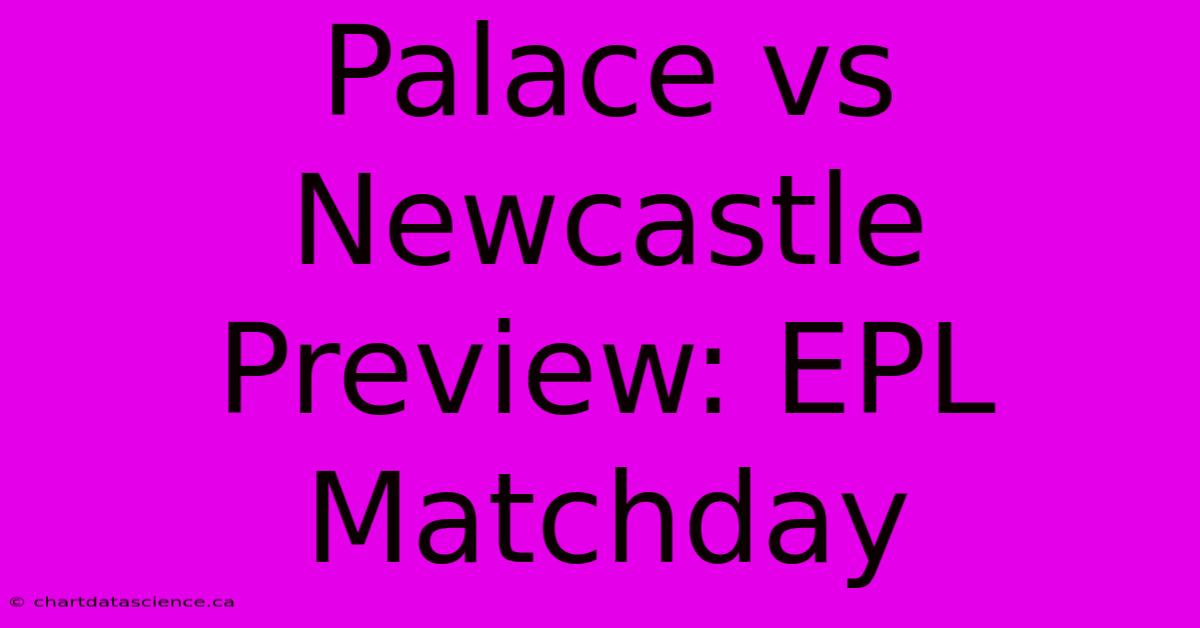 Palace Vs Newcastle Preview: EPL Matchday