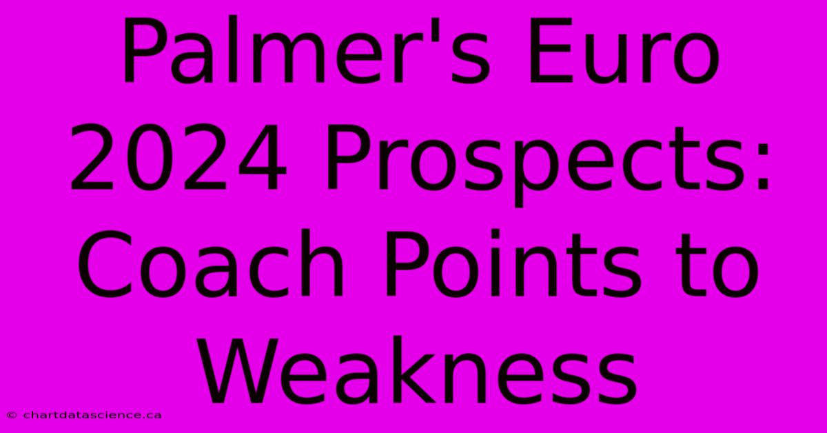 Palmer's Euro 2024 Prospects: Coach Points To Weakness