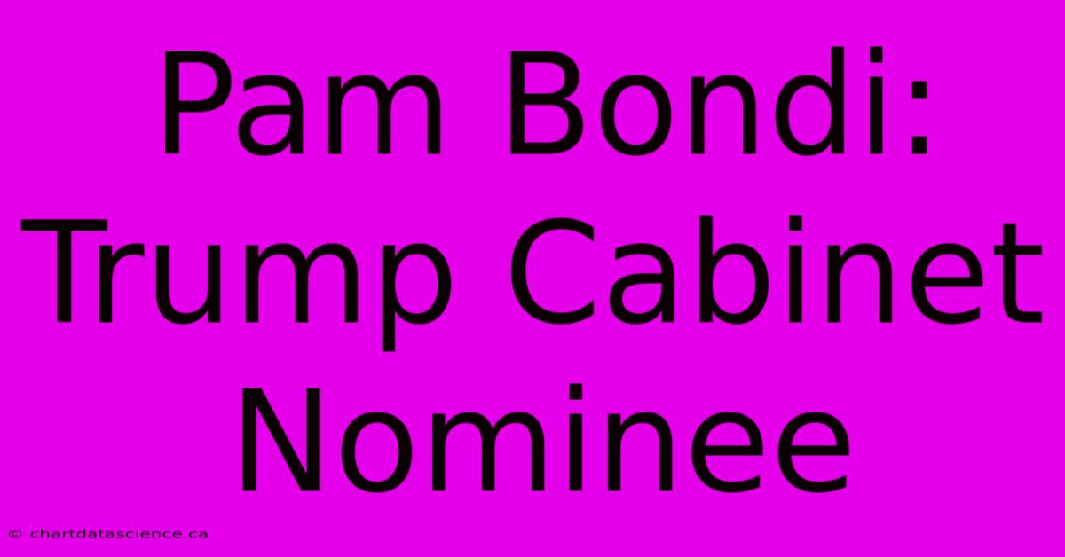 Pam Bondi: Trump Cabinet Nominee