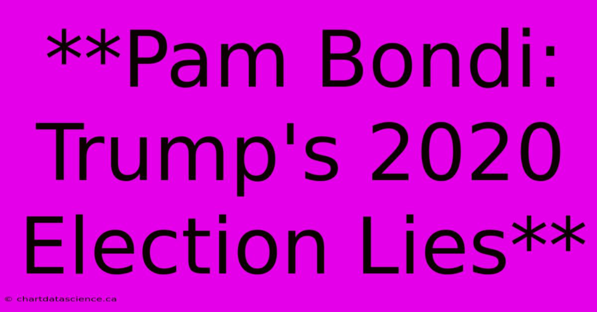 **Pam Bondi: Trump's 2020 Election Lies**