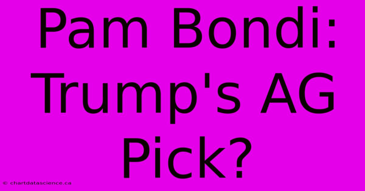 Pam Bondi: Trump's AG Pick?