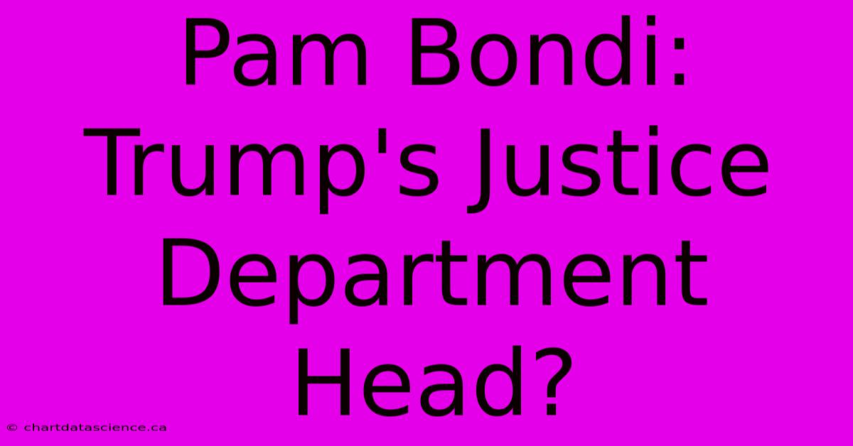 Pam Bondi: Trump's Justice Department Head?