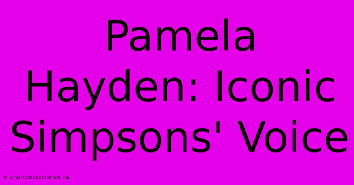 Pamela Hayden: Iconic Simpsons' Voice