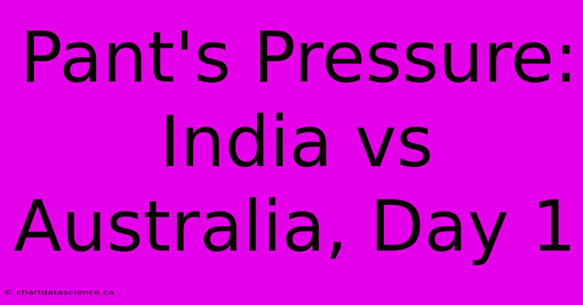 Pant's Pressure: India Vs Australia, Day 1