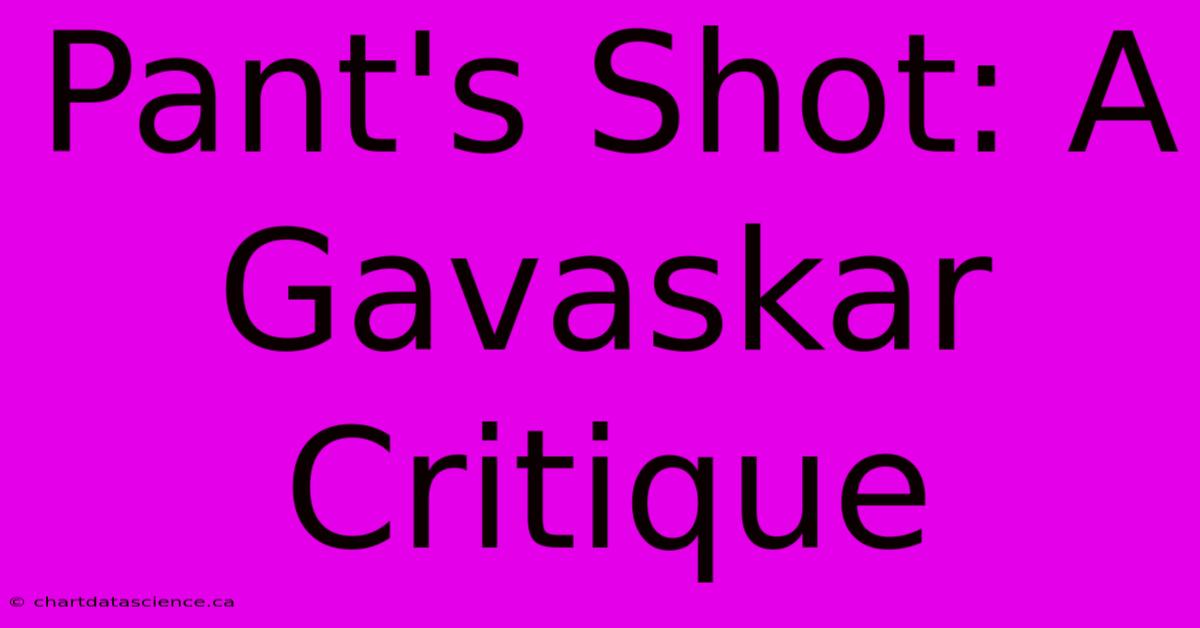 Pant's Shot: A Gavaskar Critique