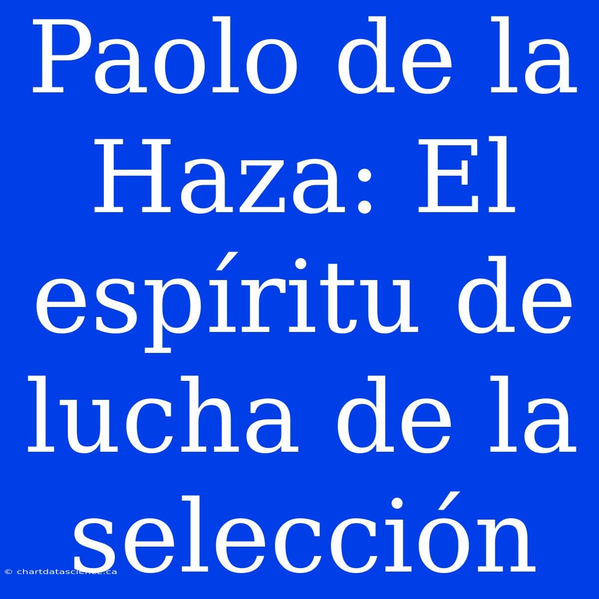 Paolo De La Haza: El Espíritu De Lucha De La Selección