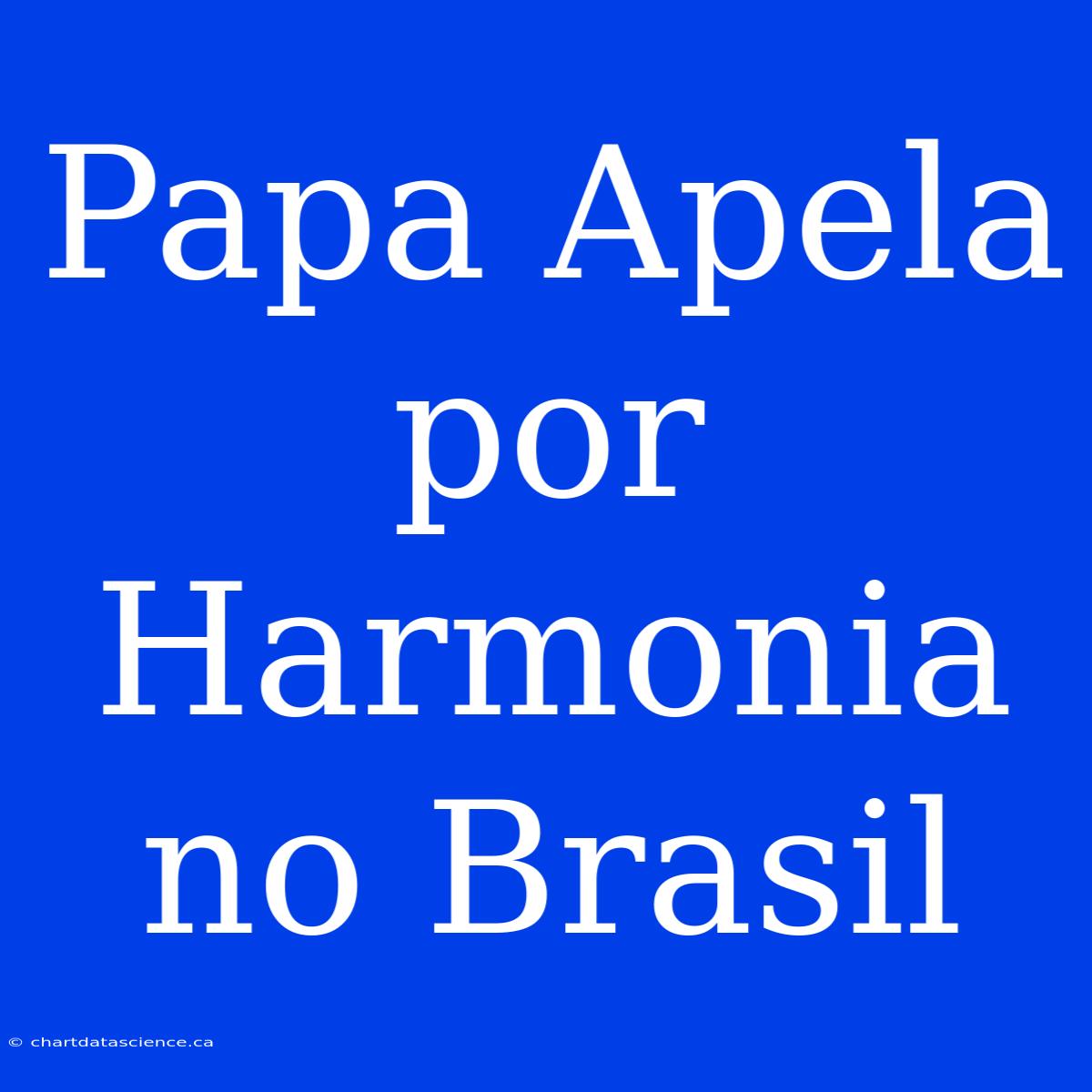 Papa Apela Por Harmonia No Brasil