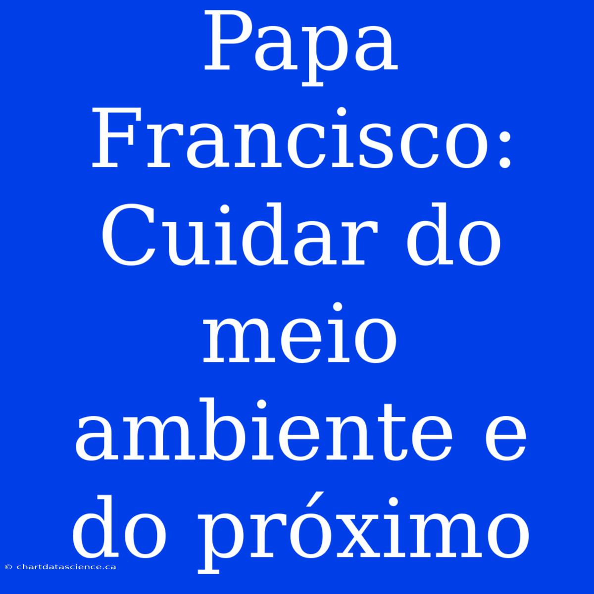 Papa Francisco: Cuidar Do Meio Ambiente E Do Próximo