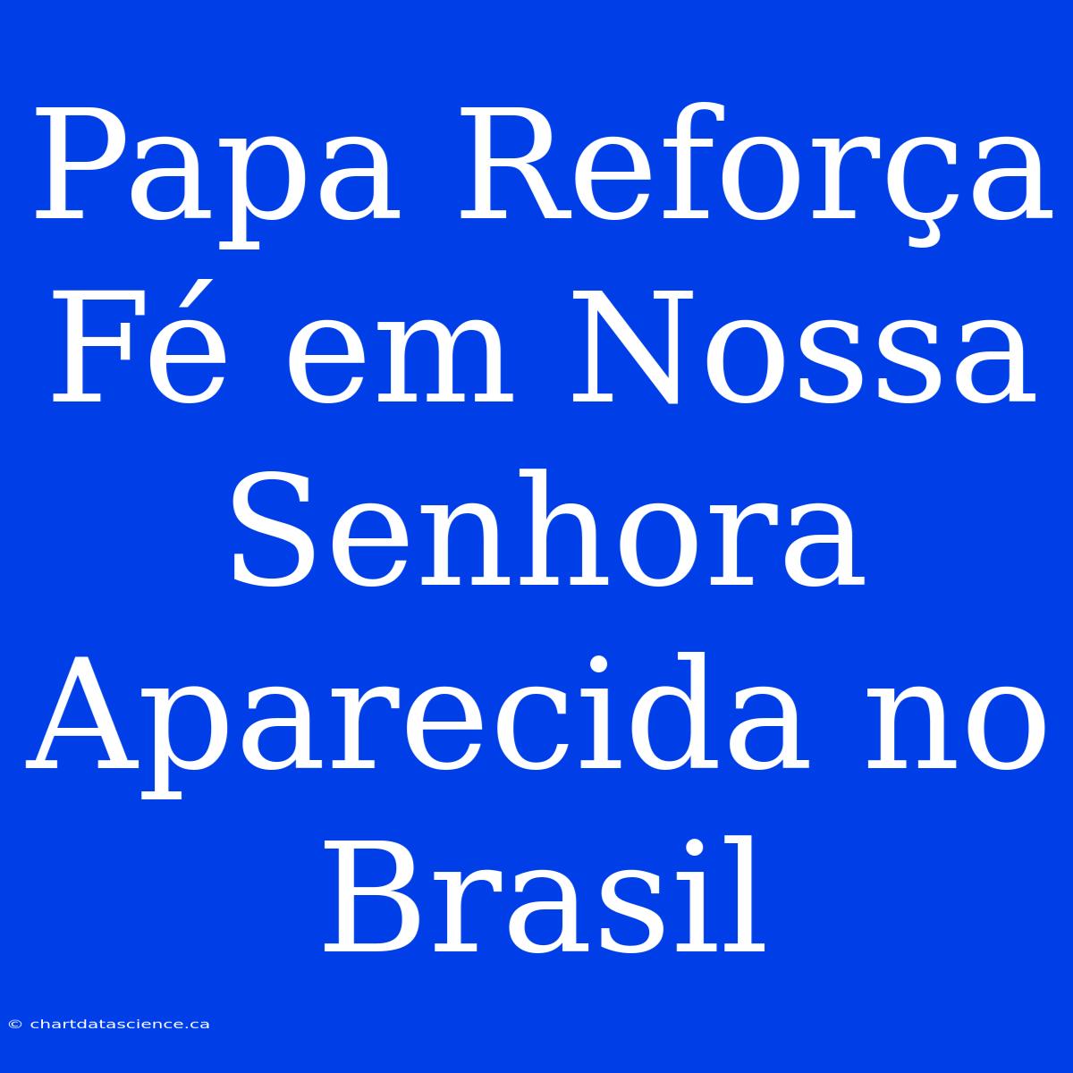 Papa Reforça Fé Em Nossa Senhora Aparecida No Brasil