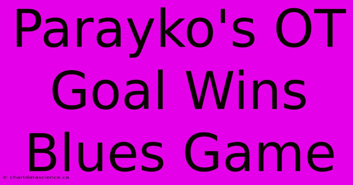 Parayko's OT Goal Wins Blues Game