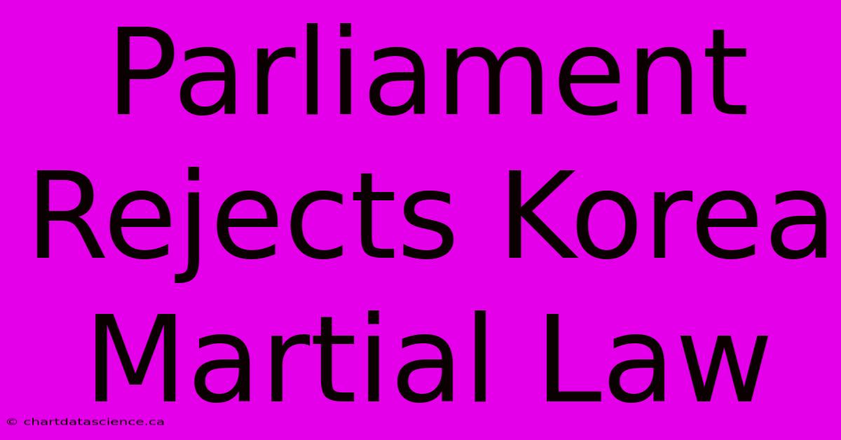 Parliament Rejects Korea Martial Law