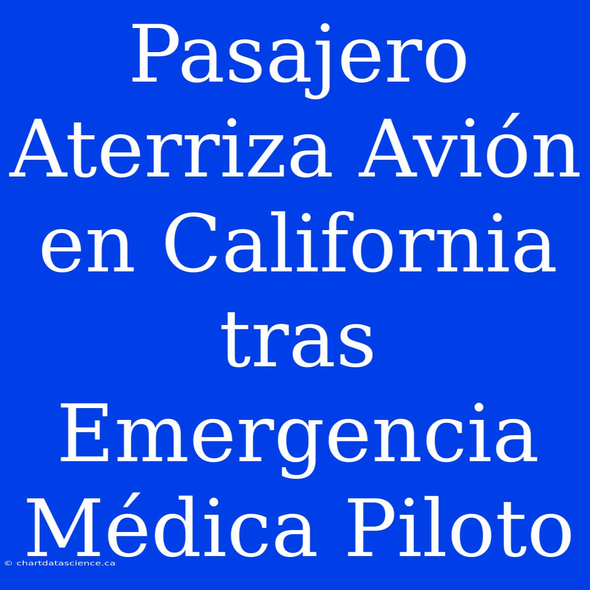 Pasajero Aterriza Avión En California Tras Emergencia Médica Piloto