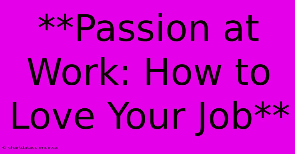 **Passion At Work: How To Love Your Job**