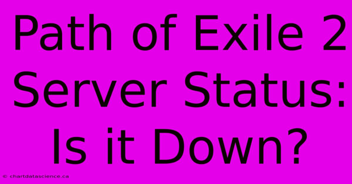 Path Of Exile 2 Server Status: Is It Down?