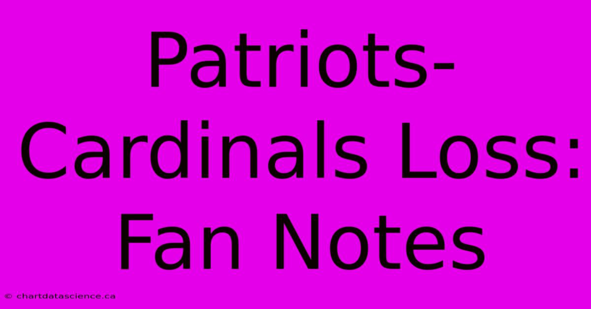 Patriots-Cardinals Loss: Fan Notes