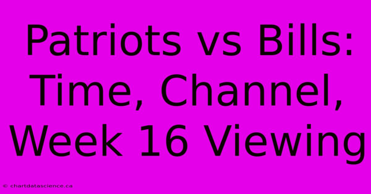 Patriots Vs Bills: Time, Channel, Week 16 Viewing