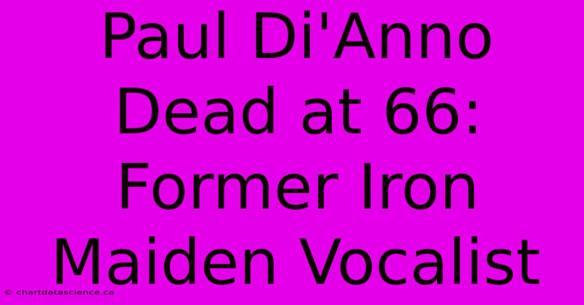 Paul Di'Anno Dead At 66: Former Iron Maiden Vocalist