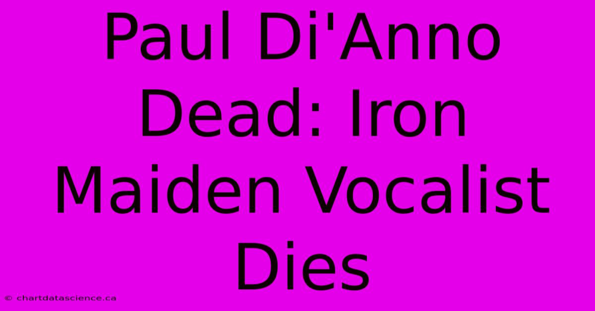 Paul Di'Anno Dead: Iron Maiden Vocalist Dies