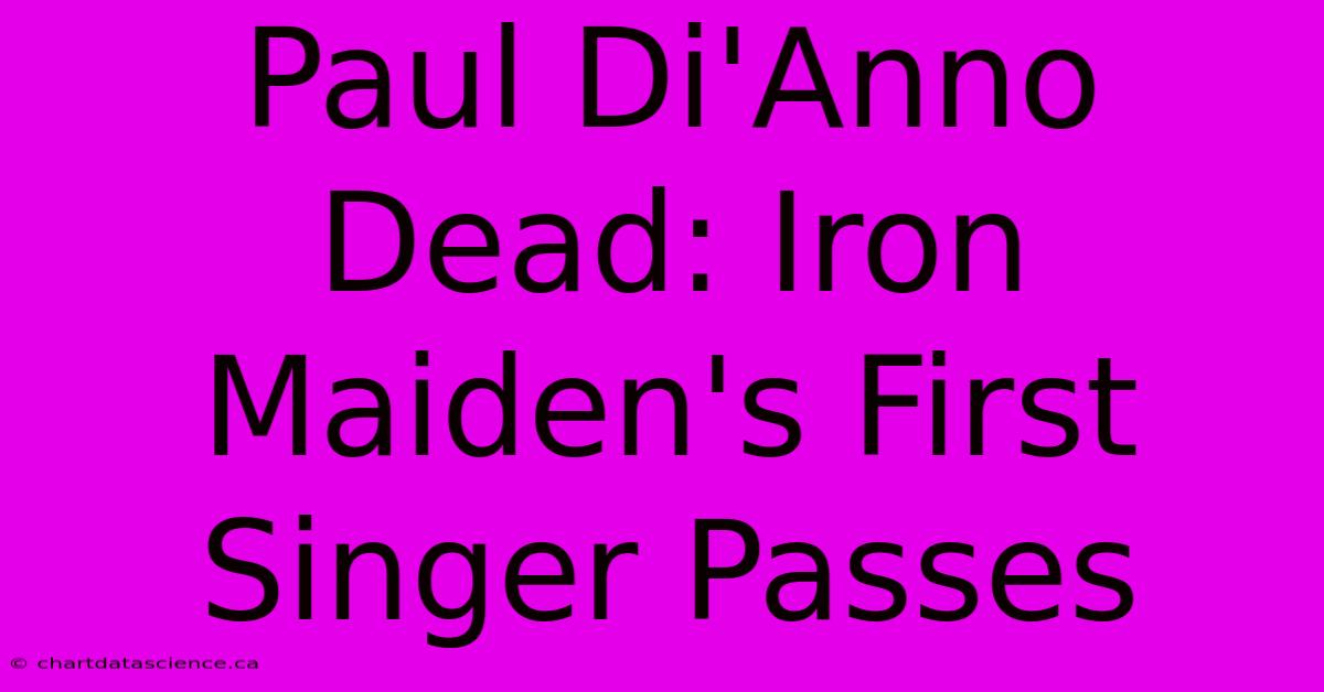 Paul Di'Anno Dead: Iron Maiden's First Singer Passes