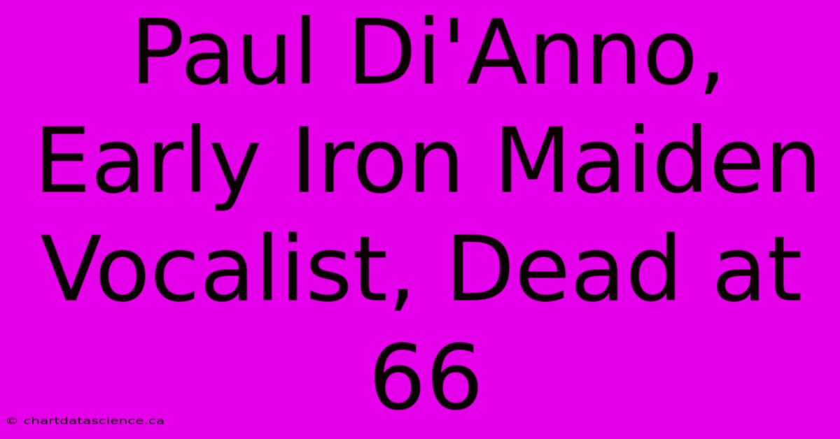 Paul Di'Anno, Early Iron Maiden Vocalist, Dead At 66