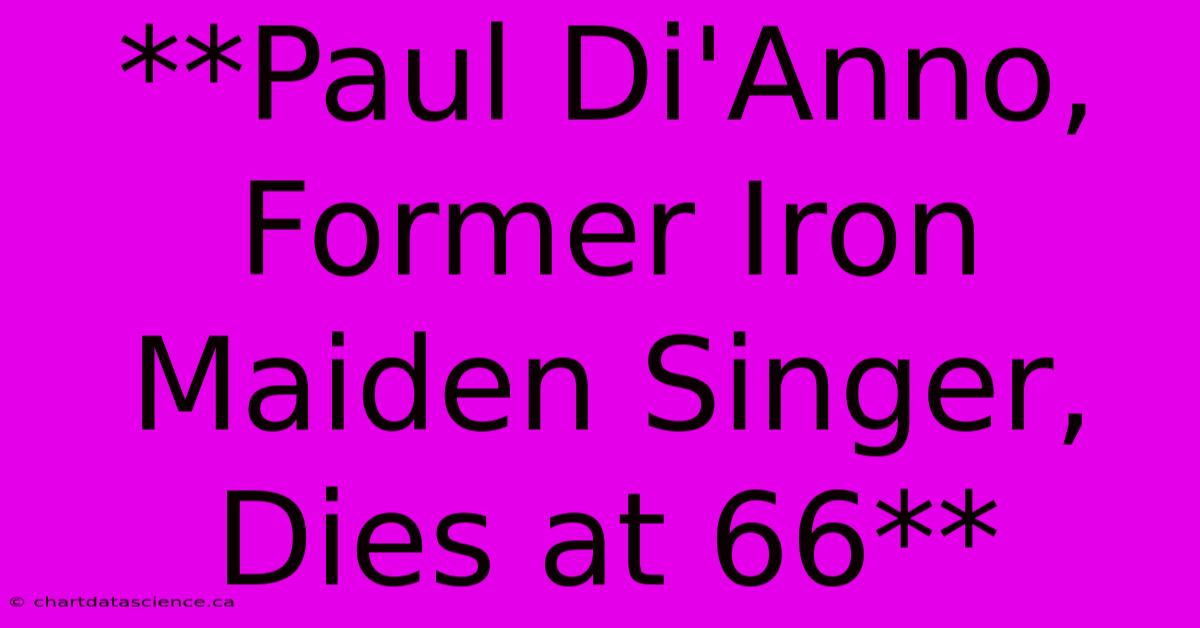 **Paul Di'Anno, Former Iron Maiden Singer, Dies At 66**