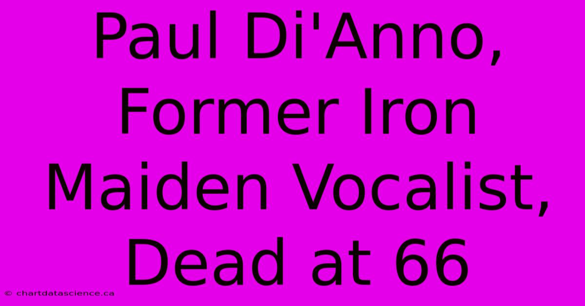 Paul Di'Anno, Former Iron Maiden Vocalist, Dead At 66