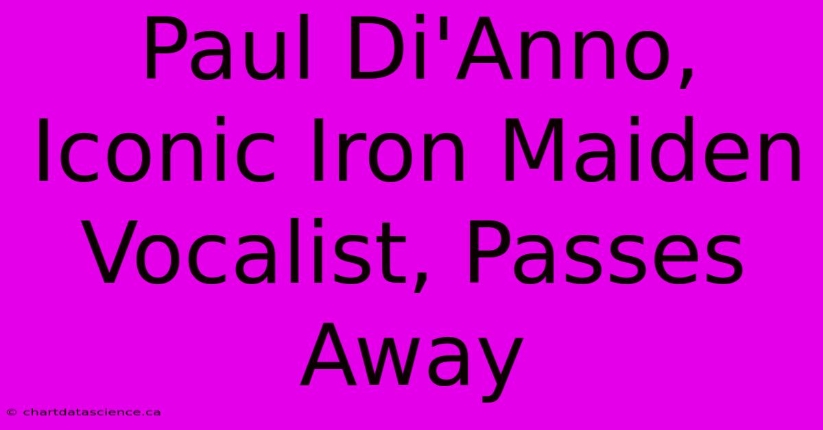 Paul Di'Anno, Iconic Iron Maiden Vocalist, Passes Away