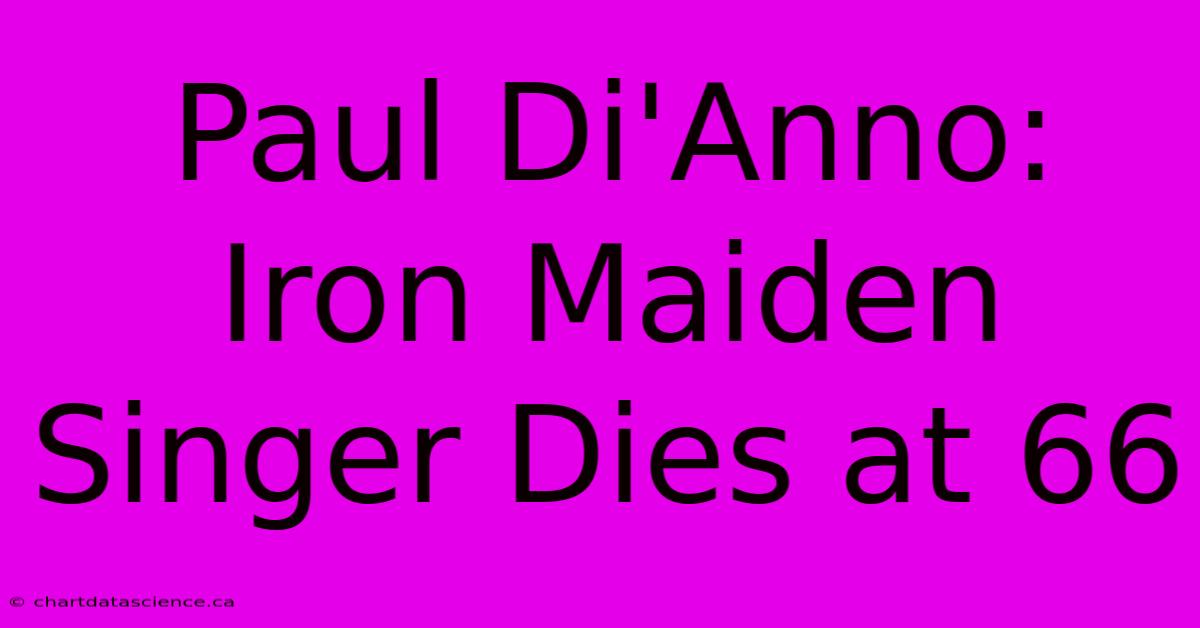 Paul Di'Anno: Iron Maiden Singer Dies At 66