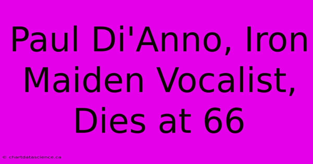 Paul Di'Anno, Iron Maiden Vocalist, Dies At 66