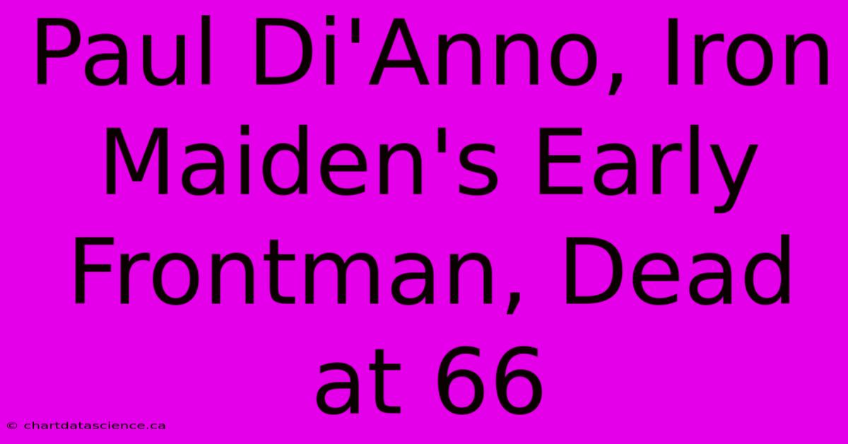 Paul Di'Anno, Iron Maiden's Early Frontman, Dead At 66
