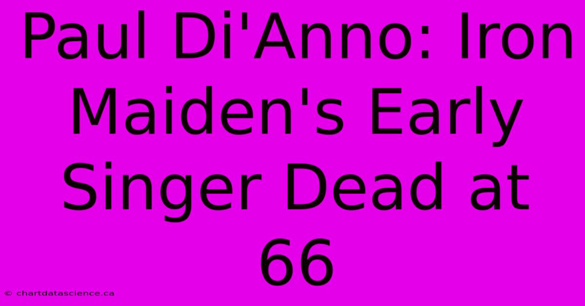 Paul Di'Anno: Iron Maiden's Early Singer Dead At 66