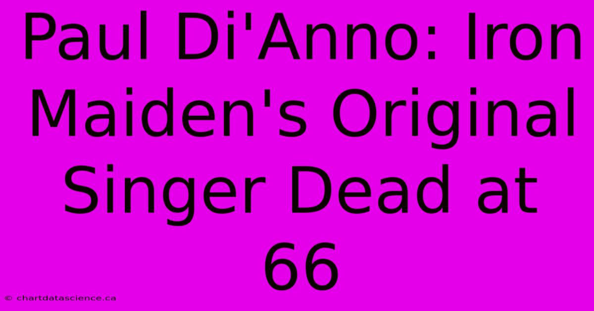 Paul Di'Anno: Iron Maiden's Original Singer Dead At 66