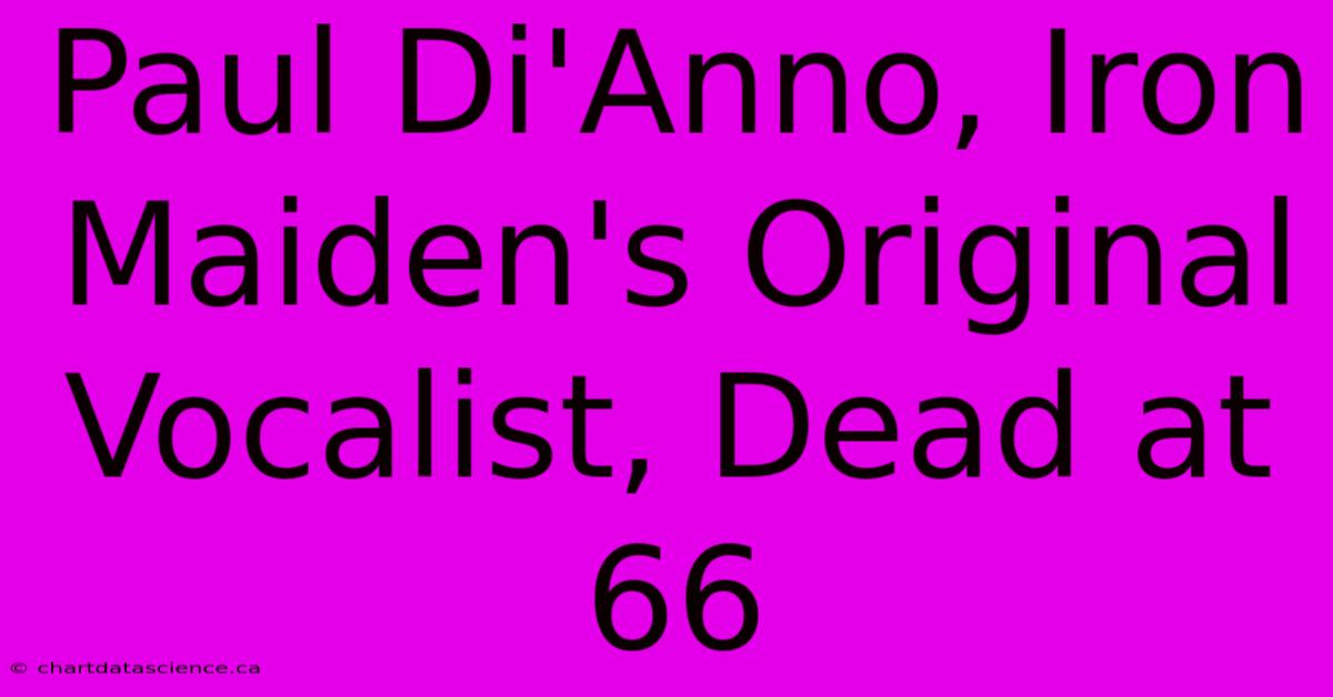 Paul Di'Anno, Iron Maiden's Original Vocalist, Dead At 66
