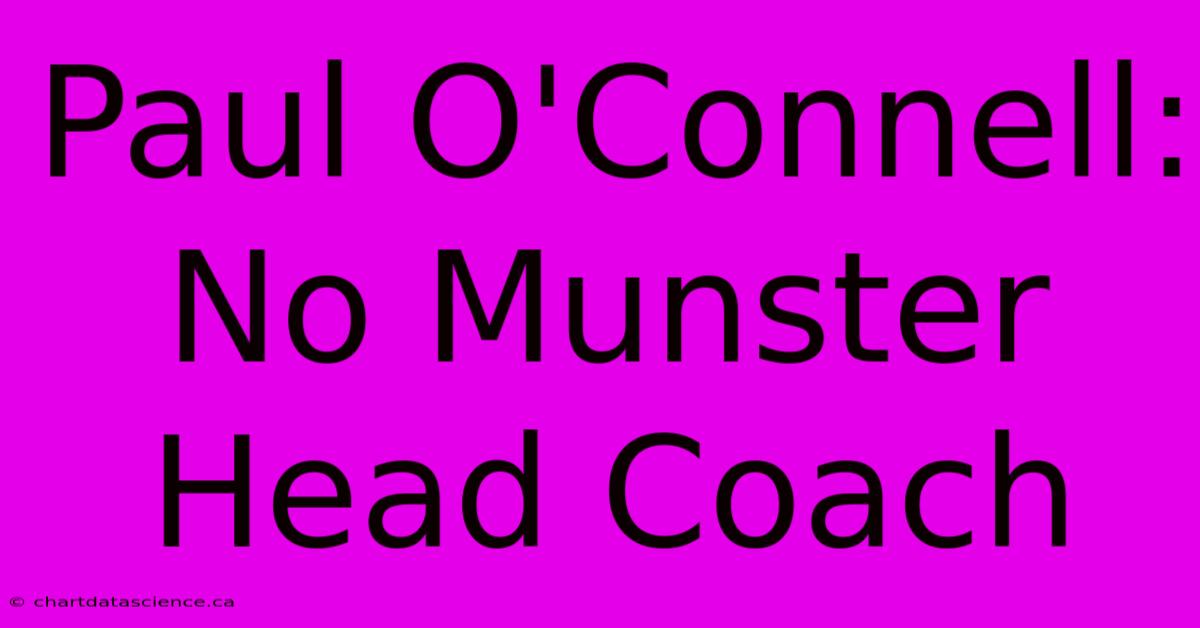 Paul O'Connell: No Munster Head Coach