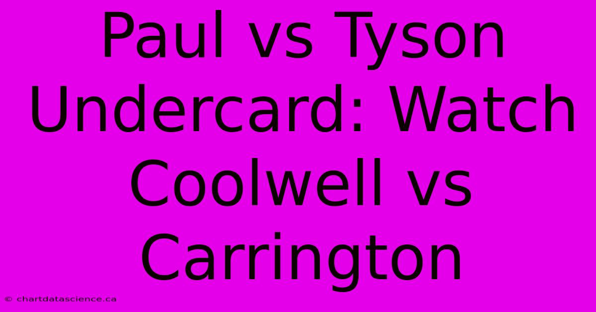 Paul Vs Tyson Undercard: Watch Coolwell Vs Carrington